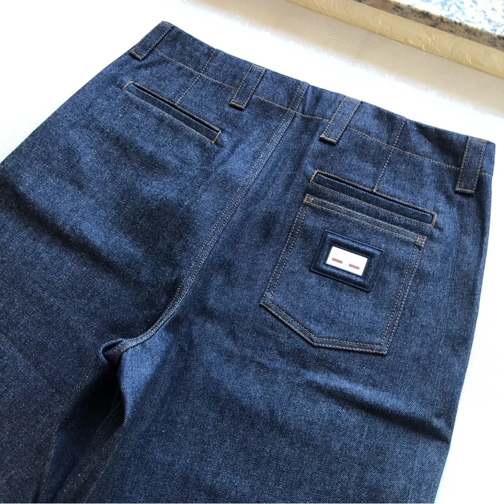 Gucci Dark Blue Raw Denim Jeans Bermuda Shorts Men's Size 52 Front Zip/Button